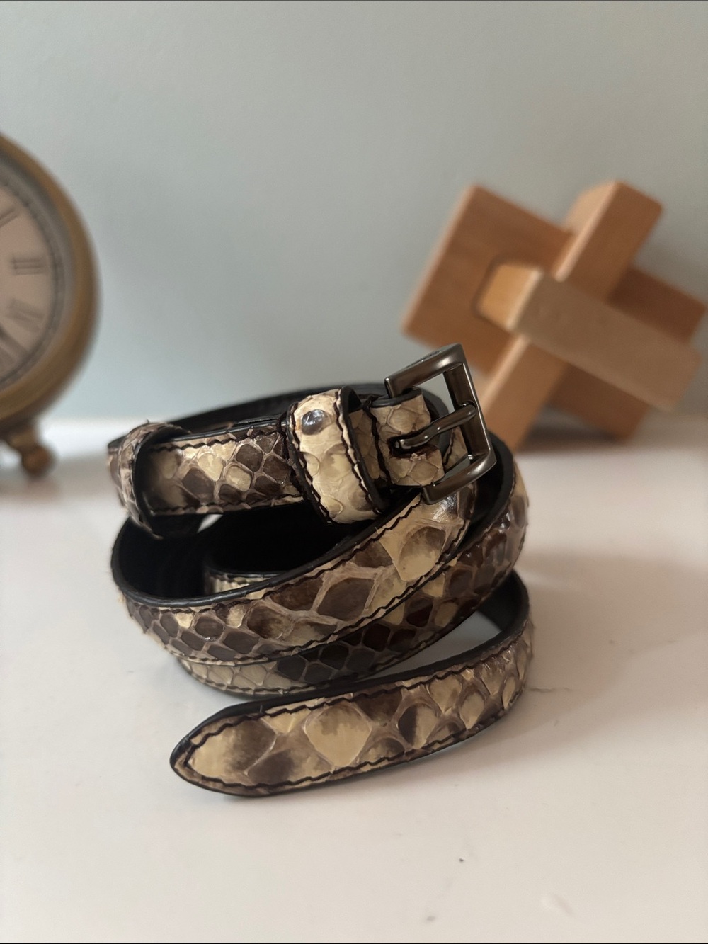 Prada Snakeskin Slim Belt - Large